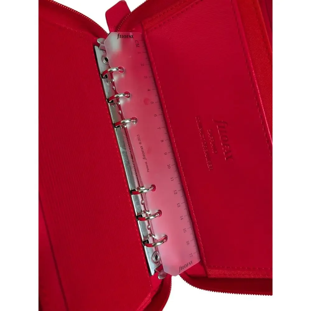 Filofax Red Saffiano Personal Compact Zip Organizer Leather Cash Budgeting